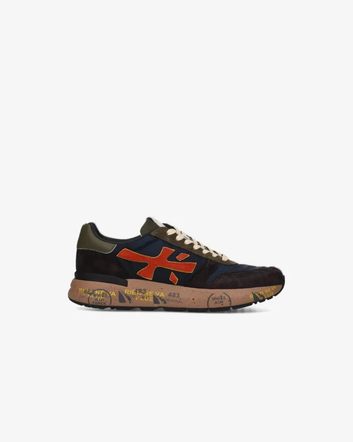 Sneakers Premiata Uomo in Camoscio Blu e Dettagli Verdi art. Mick 7721, foto 1 di 5