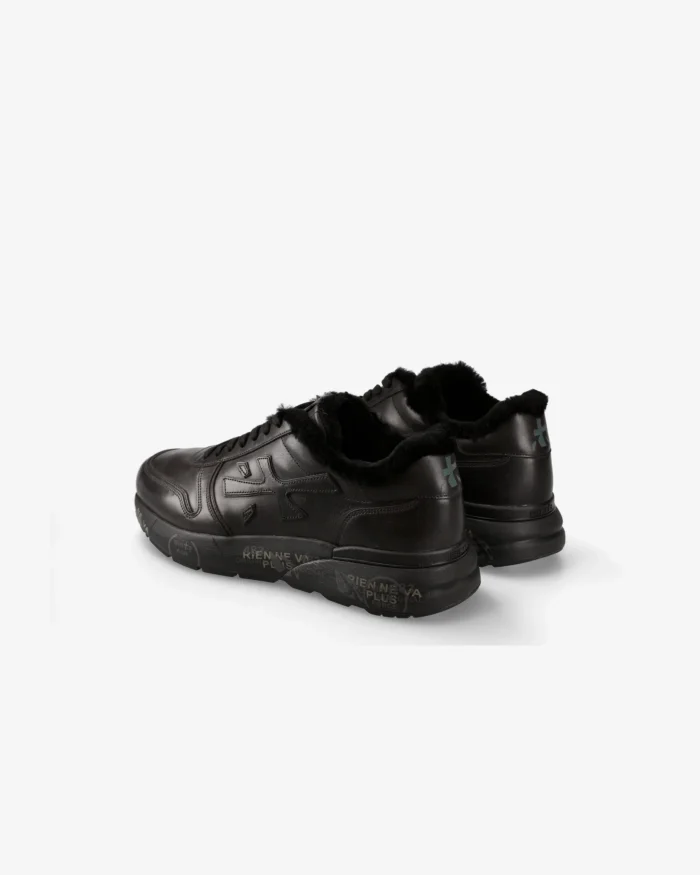 Sneakers Premiata Uomo in Pelle Nera e Pelliccia art. Mick 1453NM, foto 3 di 6