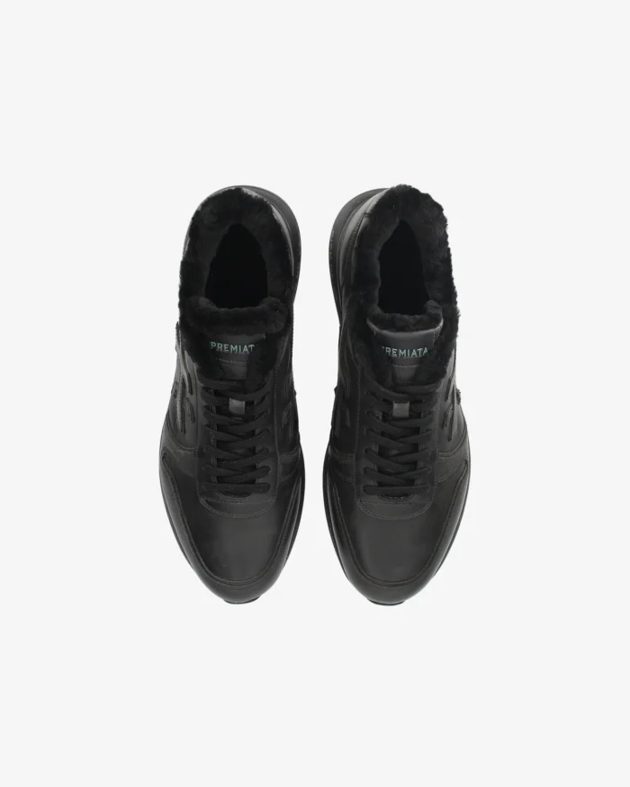 Sneakers Premiata Uomo in Pelle Nera e Pelliccia art. Mick 1453NM, foto 6 di 6