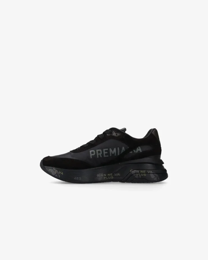 Sneakers Premiata Donna in Tessuto e Camoscio Nero art. Moerund 7795, foto 3 di 5