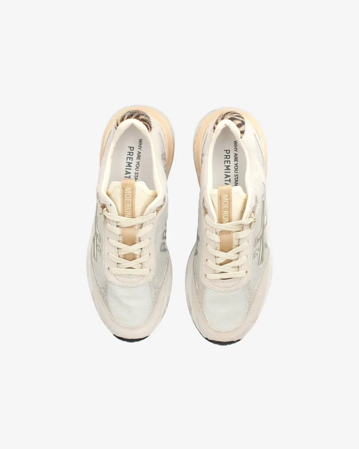 Sneakers Premiata Donna in Camoscio Beige e Cavallino art. Moerund 7800, foto 5 di 5