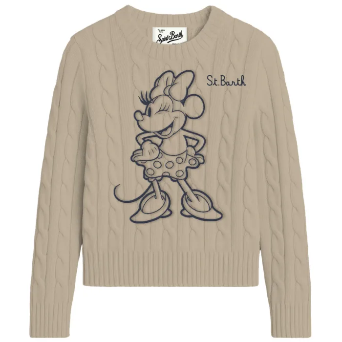Maglione Girocollo A Trecce Mc2 Saint Barth Beige art. NEW QUEEN BRAID MINNIE OUTLINE 11 EMB, foto 1 di 1