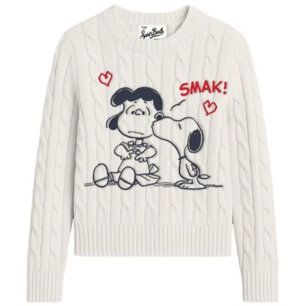Maglione Girocollo Mc2 Saint Barth Avorio Snoopy Smak art. NEW QUEEN BRAID PEANUTS KISS OUTLINE 10 EMB