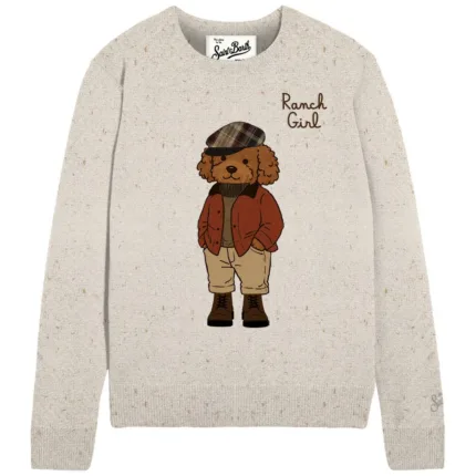 Maglione Girocollo Mc2 Saint Barth Beige art. NEW QUEEN DONEGAL COUNTRY POODLE 10 PATCH