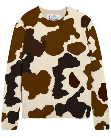 Maglione Girocollo Mc2 Saint Barth Panna art. New Queen Print Cow Skin 10