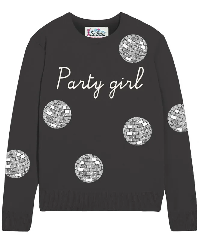 Maglione Mc2 Saint Barth Nero art. New Queen P Party Girl 00AR EMB, foto 1 di 1