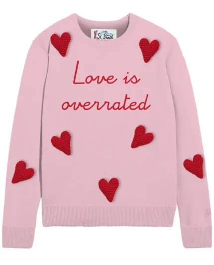 Maglione Mc2 Saint Barth Rosa art. New Queen Love Overrated 21 Patch
