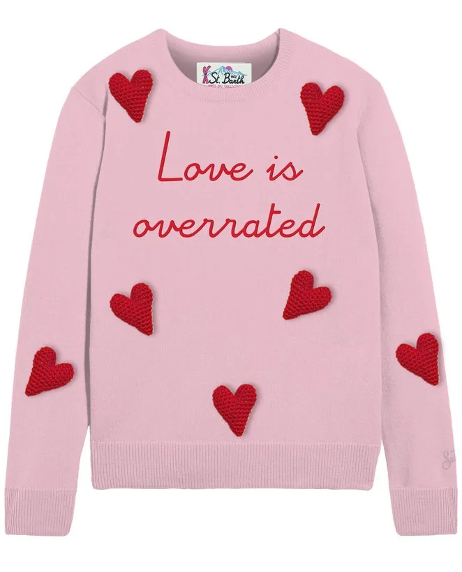 Maglione Mc2 Saint Barth Rosa art. New Queen Love Overrated 21 Patch, foto 1 di 1