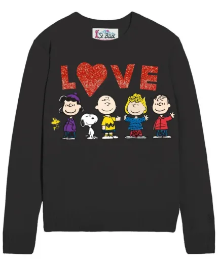 Maglione Girocollo Mc2 Saint Barth Nero art. New Queen Peanuts Love 00L
