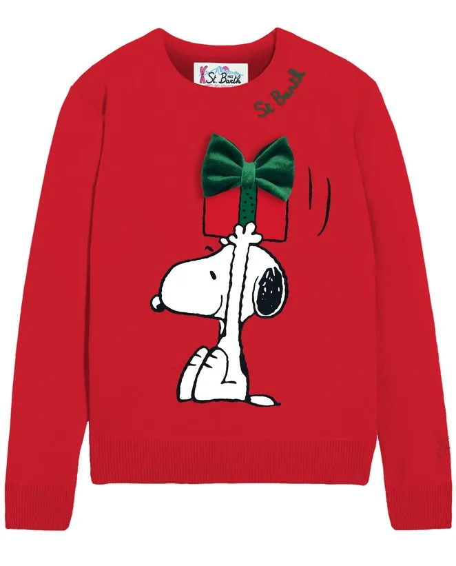 Maglione Girocollo Mc2 Saint Barth Rosso art. New Queen Snoopy 41 Bow Patch, foto 1 di 1