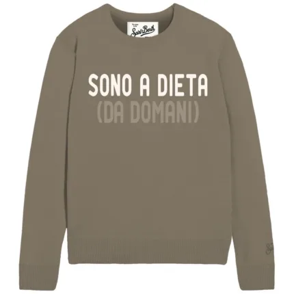 Maglione Girocollo Mc2 Saint Barth Tortora Sono a dieta art. NEW QUEEN SONO A DIETA 13