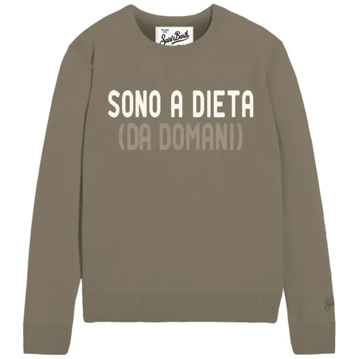 Maglione Girocollo Mc2 Saint Barth Tortora Sono a dieta art. NEW QUEEN SONO A DIETA 13, foto 1 di 1