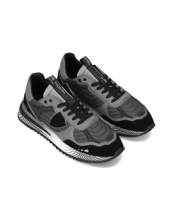 Sneakers Uomo Philippe Model Olympique In Camoscio Nero e Pelle Grigia art. OYLU FR03, foto 2 di 5