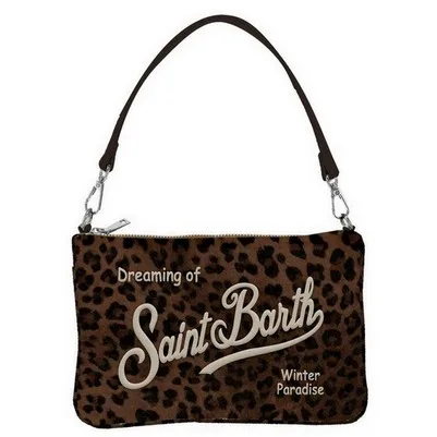 Pochette Parisienne Mc2 Saint Barth in Feltro Maculato art. Parisienne Mini Felt Dark Leopard 18 EMB