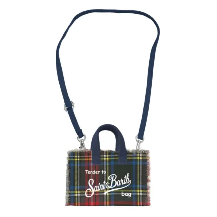 Phone Bag con Tracolla Mc2 Saint Barth Multicolor Base Nera fantasia Tartan art. Phone Bag Wool Tartan 61 EMB
