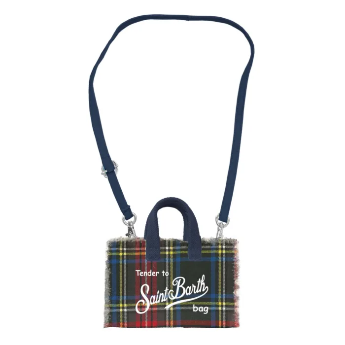 Phone Bag con Tracolla Mc2 Saint Barth Multicolor Base Nera fantasia Tartan art. Phone Bag Wool Tartan 61 EMB, foto 1 di 1