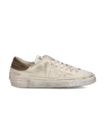 Sneakers Uomo Philippe Model Paris Prsx in Pelle Avorio con Spoiler Tortora art. PRLU DV01