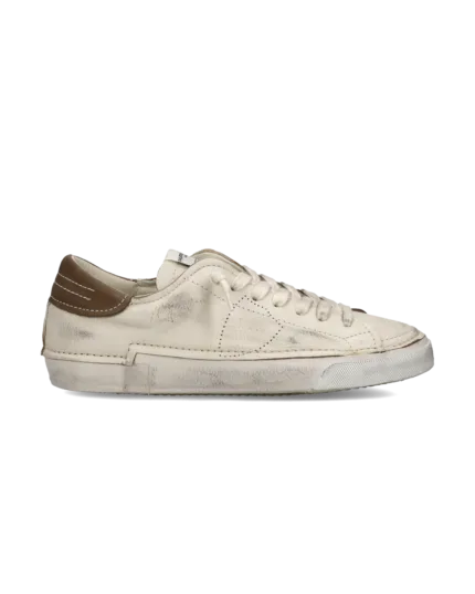 Sneakers Uomo Philippe Model Paris Prsx in Pelle Avorio con Spoiler Tortora art. PRLU DV01