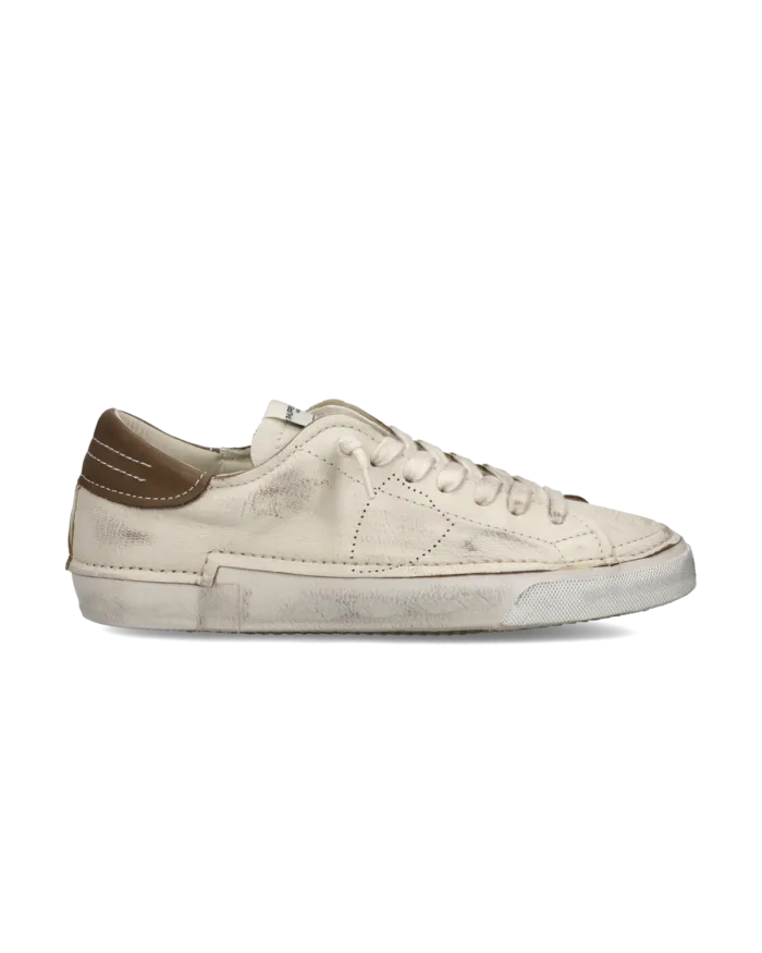 Sneakers Uomo Philippe Model Paris Prsx in Pelle Avorio con Spoiler Tortora art. PRLU DV01, foto 1 di 5