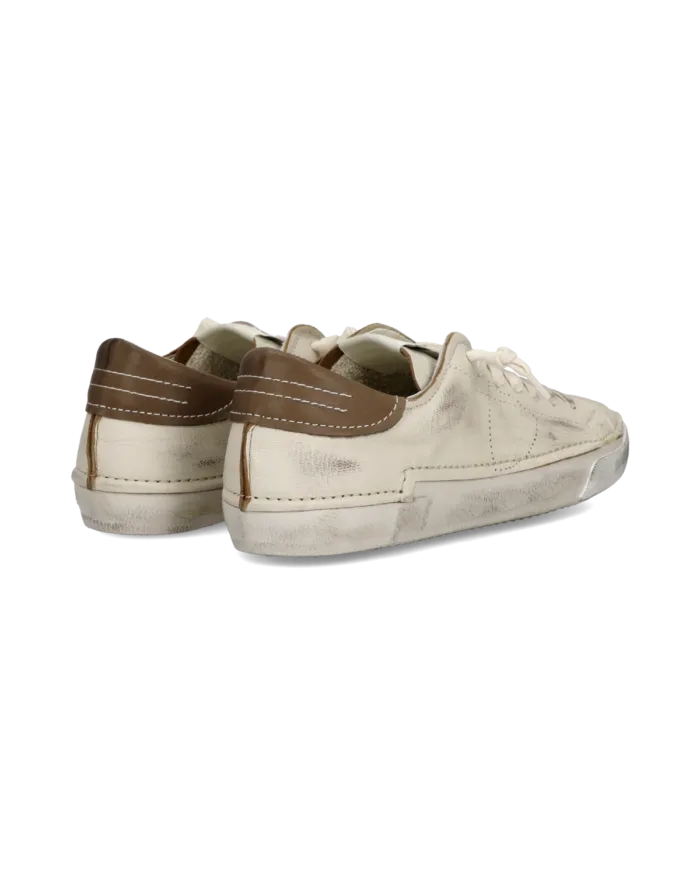 Sneakers Uomo Philippe Model Paris Prsx in Pelle Avorio con Spoiler Tortora art. PRLU DV01, foto 3 di 5