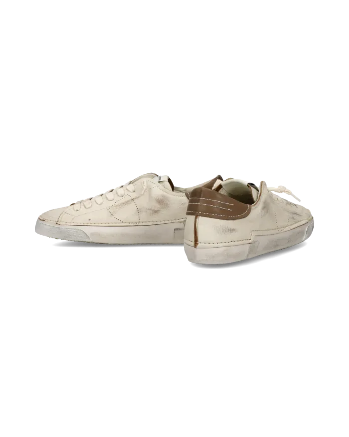Sneakers Uomo Philippe Model Paris Prsx in Pelle Avorio con Spoiler Tortora art. PRLU DV01, foto 5 di 5