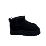 Stivaletto Hoor Basso di Gamba in Camoscio Nero Plateau 3 cm Art Vega Low Black