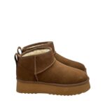 Stivaletto Hoor Basso di Gamba in Camoscio Tortora Plateau 3 cm Art Vega Low Tortora