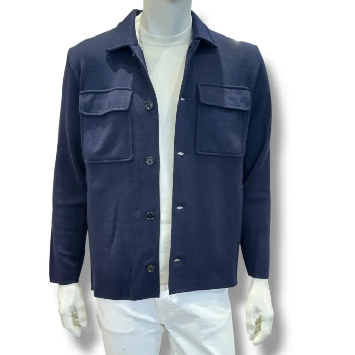 Giacca Overshirt Lardini in Maglia in Pura Lana Blu Art. AALJM85 CN65000 850, foto 1 di 2