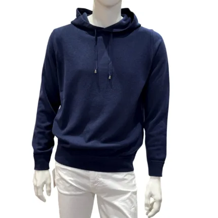 Felpa con Cappuccio in Lana Cashmere Blu Filippo De Laurentiis Art. HO1ML2A WC12R 880