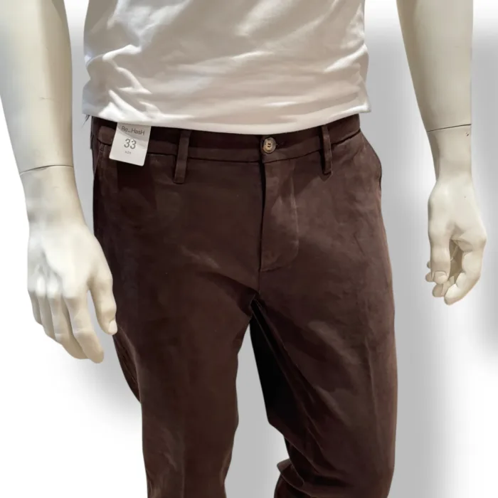 Pantaloni Re-Hash in Cotone, tasche a filo, color Marrone cod. P249 2076 4900 Mucha Chinos, foto 2 di 2