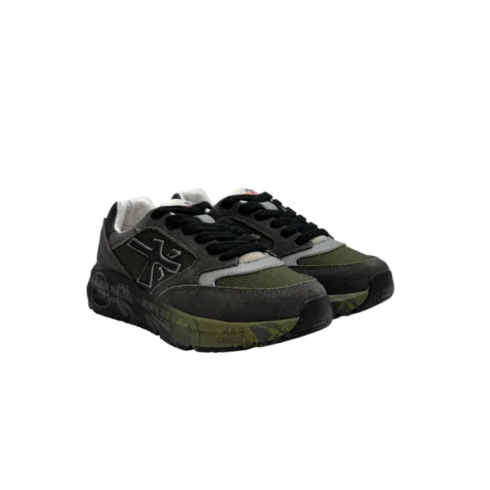 Sneakers Premiata Kids In Camoscio Verde Oliva art. Demi, foto 2 di 6