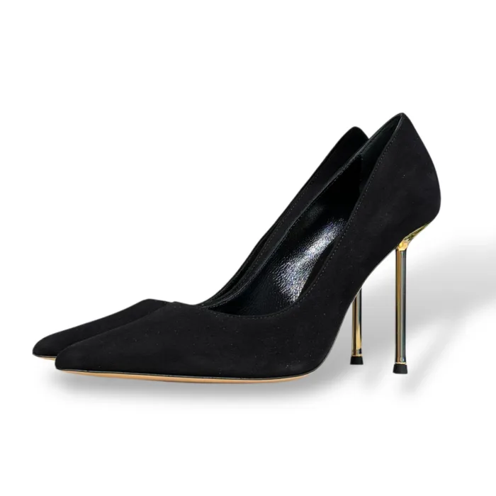 Décolleté Ninalilou in Camoscio Nero Tacco Stiletto 9 cm art. 352550HL, foto 4 di 5