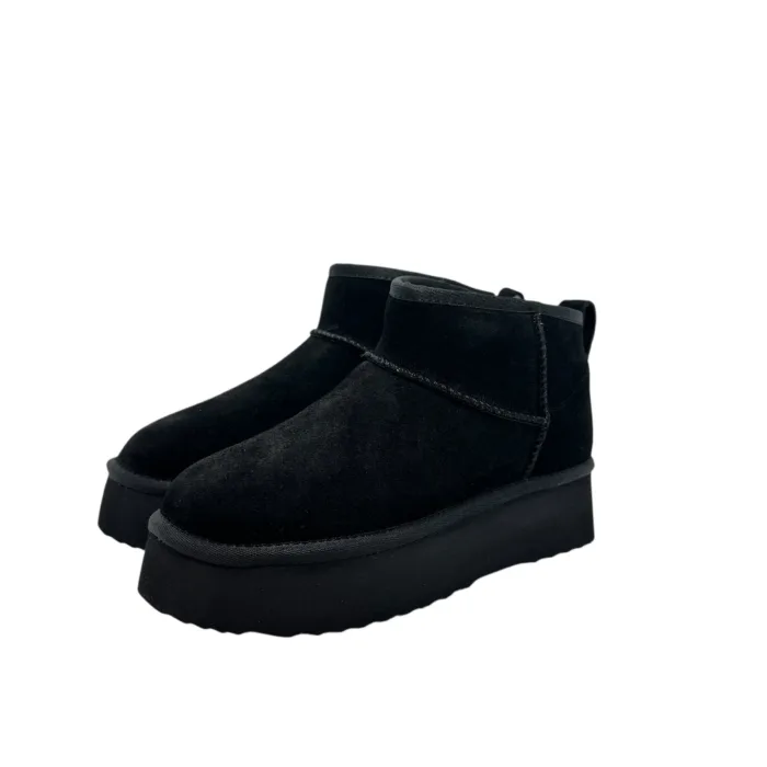 Stivaletto Hoor Basso di Gamba in Camoscio Nero Plateau 3 cm Art Vega Low Black, foto 3 di 6