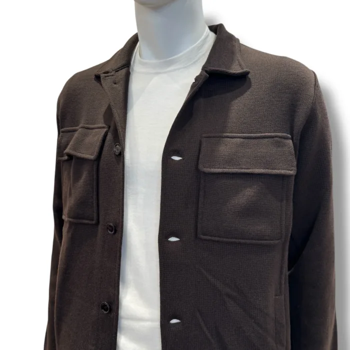 Giacca Overshirt Lardini in Maglia in Pura Lana Marrone Art. AALJM85 CN65000 450, foto 2 di 2
