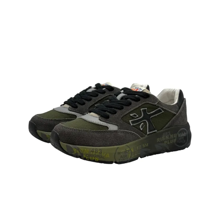 Sneakers Premiata Kids In Camoscio Verde Oliva art. Demi, foto 4 di 6