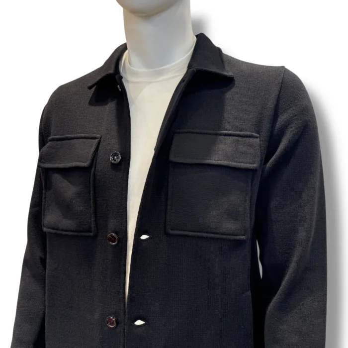 Giacca Overshirt Lardini in Maglia in Pura Lana Nera Art. AALJM85 CN65000 999, foto 2 di 2