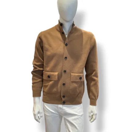 Cardigan Bluson Filippo De Laurentiis in Misto Lana Cashmere Finezza 12 Cammello art. BB1MLT WC12D 050