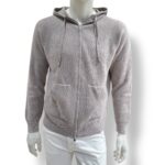 Maglione Full Zip Con Cappuccio Filippo De Laurentiis in misto Lana e Cashmere Costa Inglese Beige Pomice Art. FH1MLRT WC12I 081