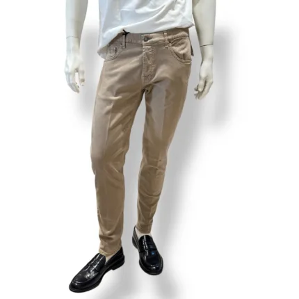 Pantalone Cinque Tasche in Caldo Cotone Elasticizzato One More Size Michael Coal Beige art. David 2989