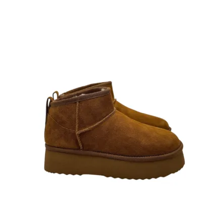 Stivaletto Hoor Basso di Gamba in Camoscio Cognac Plateau 3 cm Art Vega Low Cognac