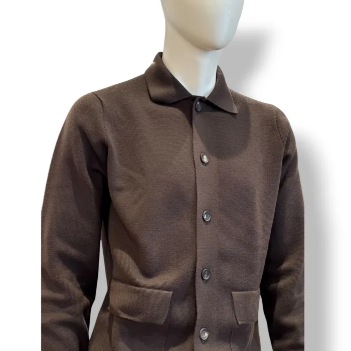 Bluson con Tasche in Lana Extrafine Merino Filippo De Laurentiis Testa Di Moro art FJMLT WM14M 280, foto 2 di 2