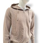 Felpa In Maglia con Cappuccio E Zip Filippo De Laurentiis in Misto Lana Cashmere Beige Sabbia art. FH1ML2AT WC12R 061 - immagine 2