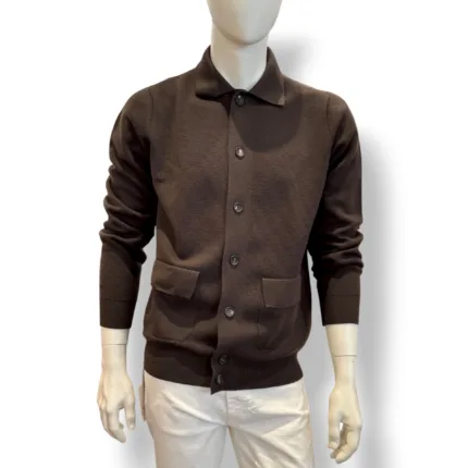 Bluson con Tasche in Lana Extrafine Merino Filippo De Laurentiis Testa Di Moro art FJMLT WM14M 280