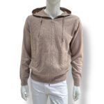 Felpa In Maglia con Cappuccio E Zip Filippo De Laurentiis in Misto Lana Cashmere Beige Sabbia art. FH1ML2AT WC12R 061
