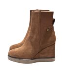 Tronchetto Lorenzo Mari in Camoscio Marrone Crosta Cubano Zeppa H 9 cm Plateau 2 Cm art. Nicole 07 - immagine 4