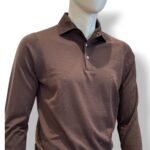 Polo In Maglia Filippo De Laurentiis in Pura Lana Merino Cioccolato art. PL1MLPAR RM16R 280 - immagine 2