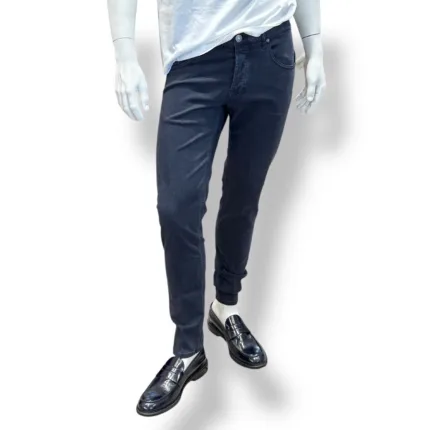 Pantalone Cinque Tasche in Caldo Cotone Elasticizzato One More Size Michael Coal Blu art. David 2989