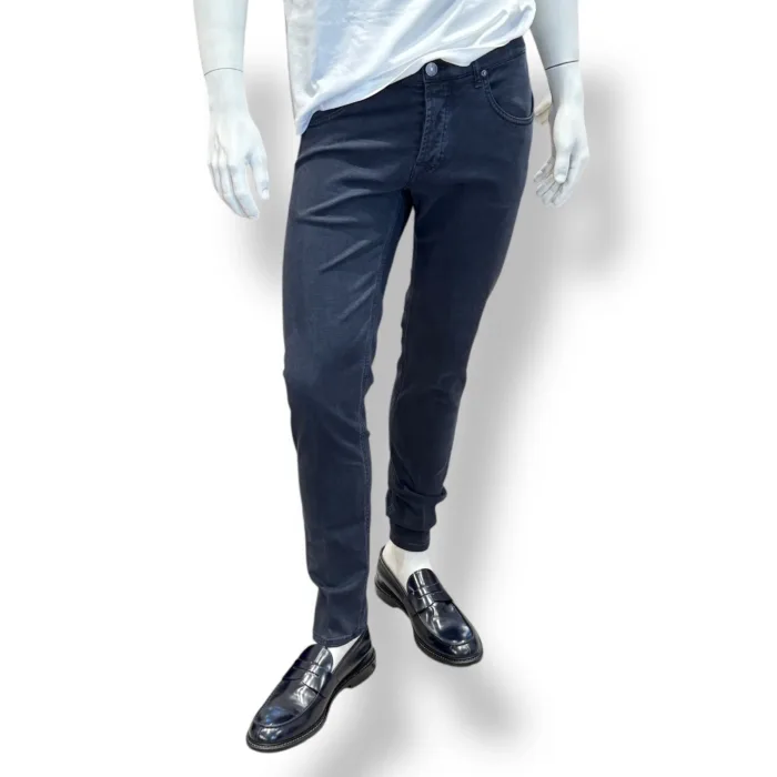 Pantalone Cinque Tasche in Caldo Cotone Elasticizzato One More Size Michael Coal Blu art. David 2989, foto 1 di 3