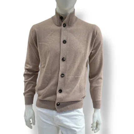 Cardigan Bluson Filippo De Laurentiis in Misto Lana Cashmere Finezza 12 Beige art. BB1MLT WC12R 061