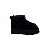 Stivaletto Hoor Regolare di Gamba in Camoscio Nero Plateau 3 cm Art Vega Regular Black